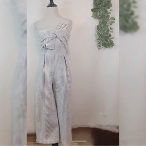 {Nordstrom Chelsea28} Seersucker Twist Front Crop Jumpsuit with Pockets